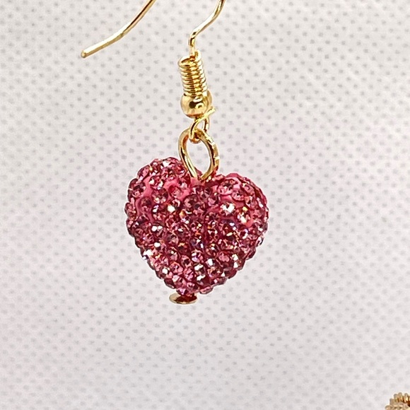 NIP! Set! Sparkling Pink Heart Earring & Necklace! Sparkling Pink Rhinestones! - Picture 10 of 14